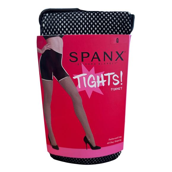 Spanx Control Top Fishnet Tights Women Size G Black New - Picture 1 of 5